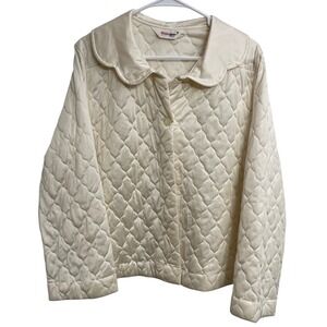 Vintage 1950s Shadowline Quilted Satin Bed Boudoir Jacket Ivory Loungewear M